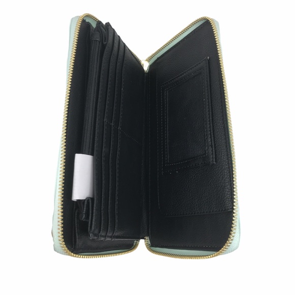 Betsey Johnson Zip Around Wallet with Heart Light Blue - Picture 3 of 8